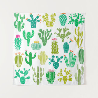 Kaktus Pflanze und Blume Vintages Set abgeschieden Wandteppich