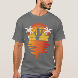 Kaktus Retro Sonnenuntergang 70er Jahre Vintage Ca T-Shirt