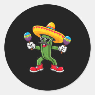 Kaktus Sombrero Cinco De Mayo Mexikanische Kaktus- Runder Aufkleber