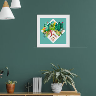 Kaktus & Succulents Garden Geometric Terrarium Poster