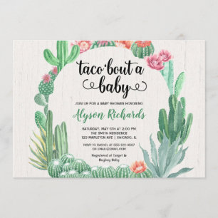 Kaktus Succulents, Tacokampf ein Babypartymädchen Einladung