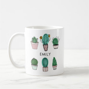 Kaktus-Sukkulenten-Illustration personalisierter N Kaffeetasse