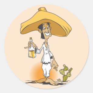 Kaktus, Tequila, Sombrero-Mann Runder Aufkleber