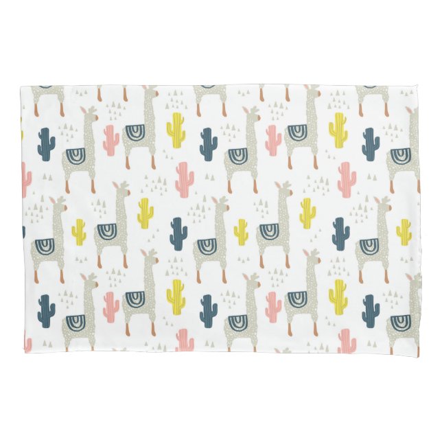 Kaktus-u. Lama-Muster Kissenbezug (Vorderseite-Links)