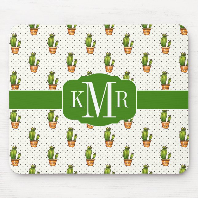 Kaktus u. saftiges Polk-Punkt-Muster Mousepad (Vorne)