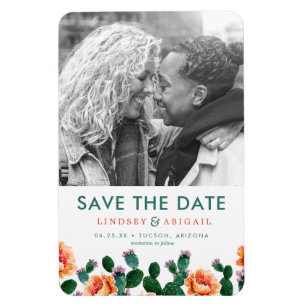 Kaktus und Blume Save the Date Magnet