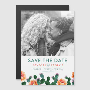 Kaktus und Blume Save the Date Magneteinladung