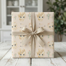 Kaktus und Lama Baby Shower Geschenkpapier