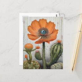 Kaktus und Mohn mit einem Augapfel Postkarte