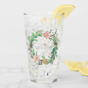 Kaktus und saftige Hochzeit Glas