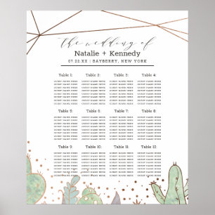 Kaktus- und Sukkulenten-Hochzeitstisch-Sitzordnung Poster