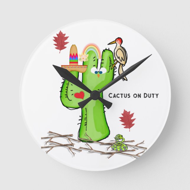 Kaktus Vogel Uhr (Vorderseite)