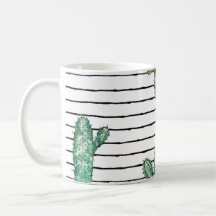 Kaktus Wasserfarbe: Vintager, Zeichnend Pen. Kaffeetasse
