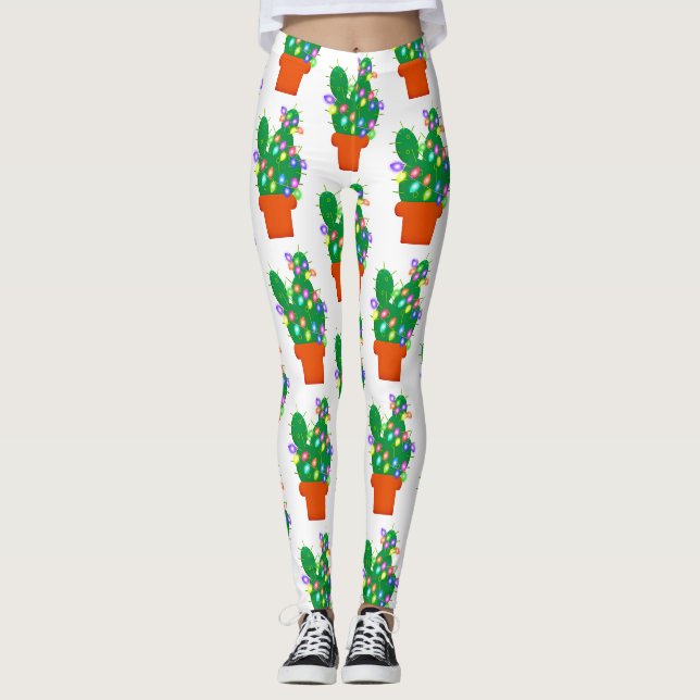 Kaktus-Weihnachtsbaum Leggings (Vorderseite)