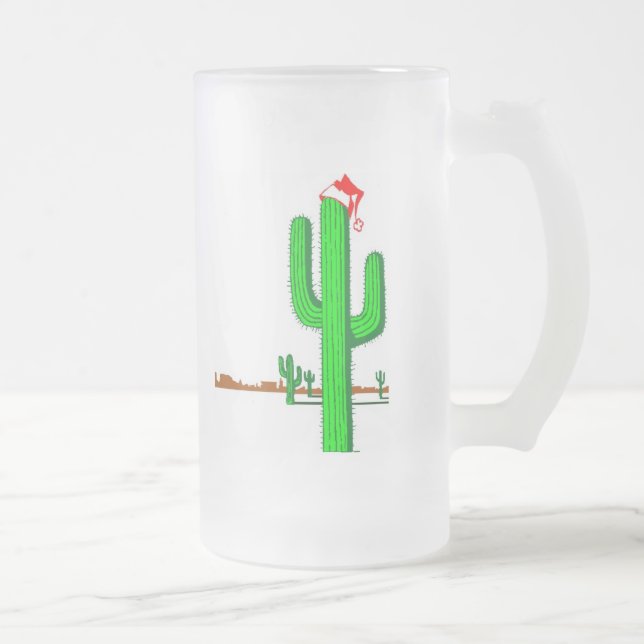 Kaktus-Weihnachtsbaum - mattierte GlasTasse Mattglas Bierglas (Rechts)