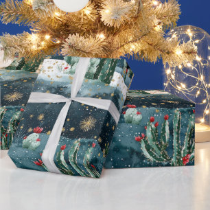 Kaktus Western Cowboy Cowgirl Weihnachten Western Geschenkpapier
