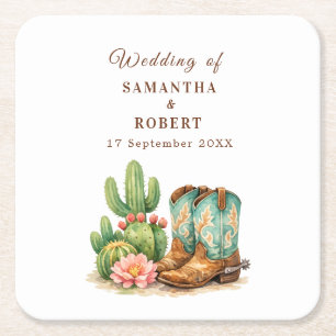 Kaktus Wüste Arizona Kakteen Cowboy Hochzeit Rechteckiger Pappuntersetzer