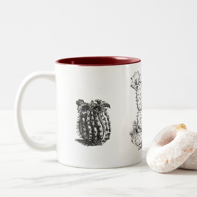 Kaktus Zweifarbige Tasse (Mit Donut)