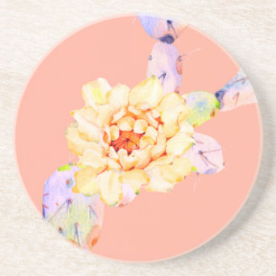 Kaktusblüte Wüstenblume Aquarell pfirsich lila Getränkeuntersetzer