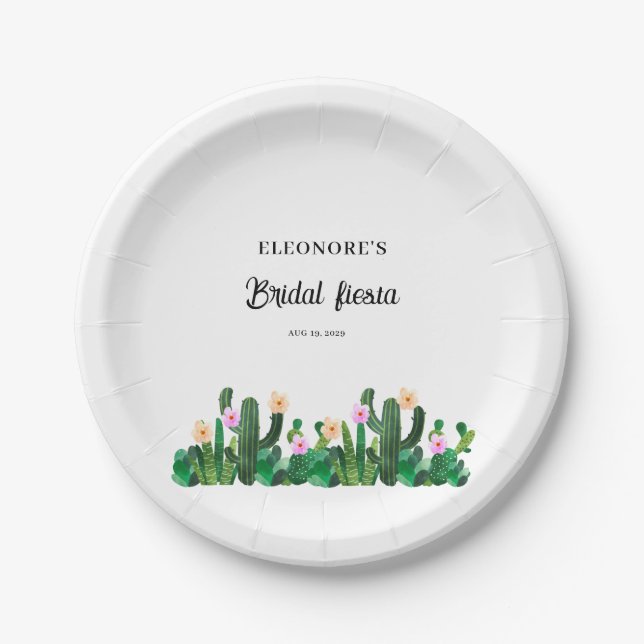 Kaktusblüten  Braut-Fest Pappteller (Vorderseite)