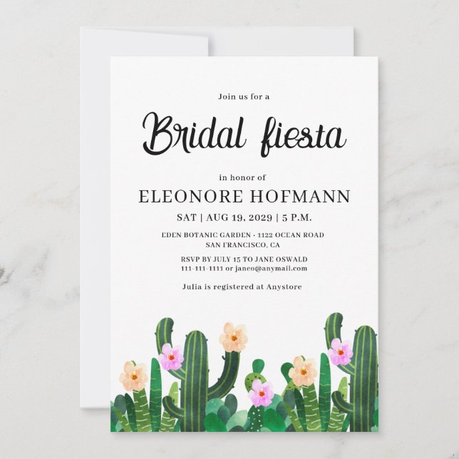 Kaktusblüten Braut Fiesta Einladung (Vorderseite)