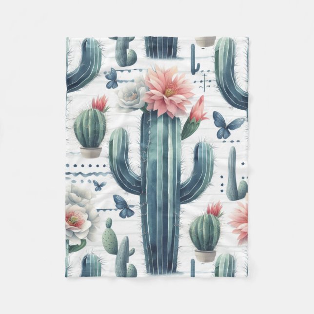 Kaktusblüten Fleecedecke (Vorderseite)