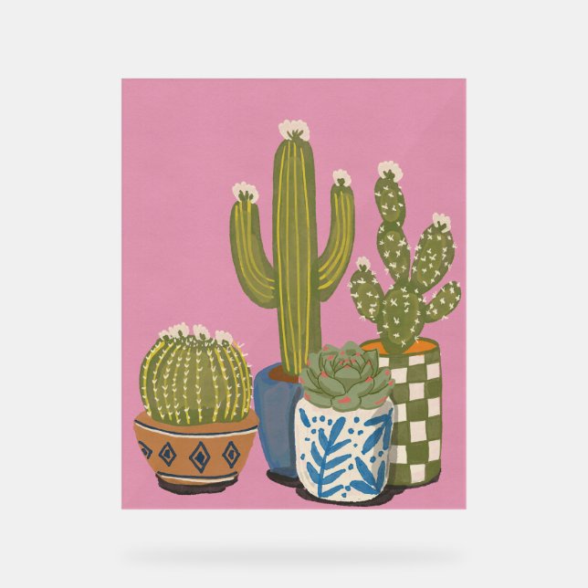 Kaktusblüten Rosa Acrylschild (Vorderseite)