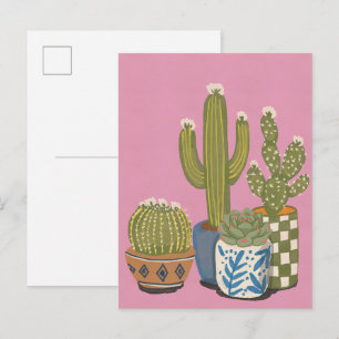 Kaktusblüten Rosa Einladungspostkarte