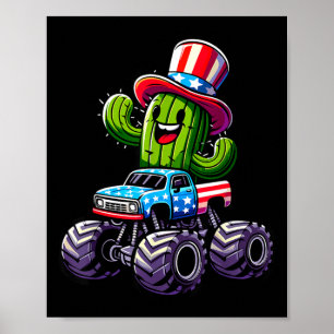 Kaktusfahrender Monstertruck 4. Juli Poster