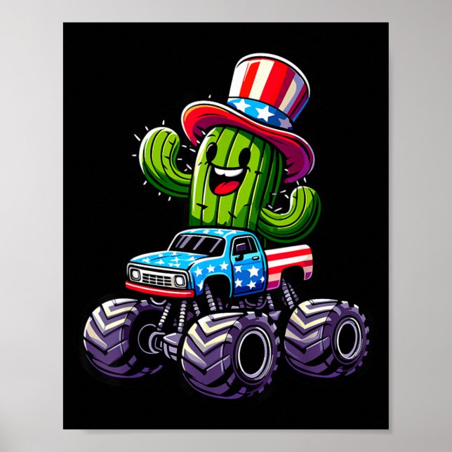 Kaktusfahrender Monstertruck 4. Juli Poster (Vorne)