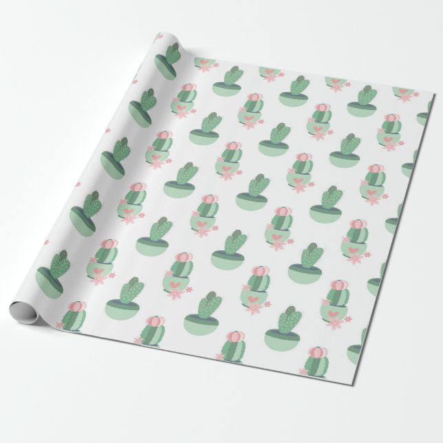 Kaktusgarten-Muster Geschenkpapier (Ungerollt)