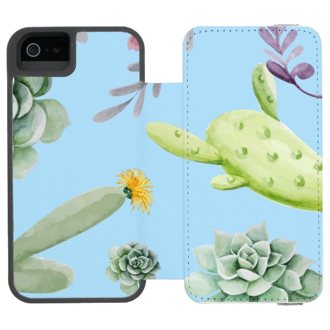 Kaktusmuster 10 incipio iPhone Geldbeutel-Hülle (Folio Geöffnet)