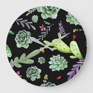 Kaktusmuster 2 große wanduhr