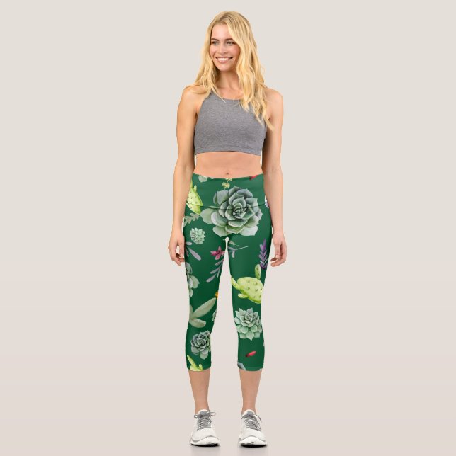 Kaktusmuster 3 capri leggings (Vorderseite)