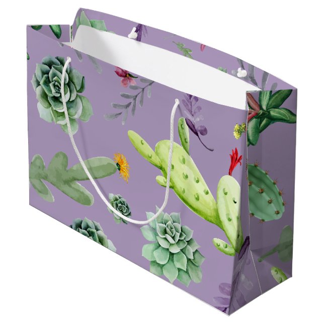 Kaktusmuster 7 große geschenktüte (Rückseite Schrägansicht)
