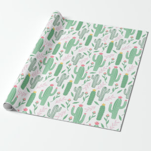 Kaktuspflanze Grün Lila Muster Geschenkpapier