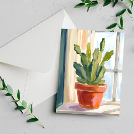 Kaktuspflanze | Grüne botanische Aquarellkarte