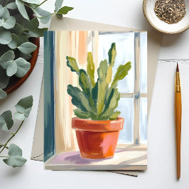 Kaktuspflanze | Grüne botanische Aquarellmalerei Postkarte