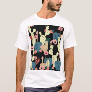 Kaktuspflanze: Vintage Botanical Muster T-Shirt