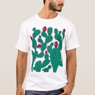 Kaktuspflanze, vintage grün nahtloses Muster. T-Shirt