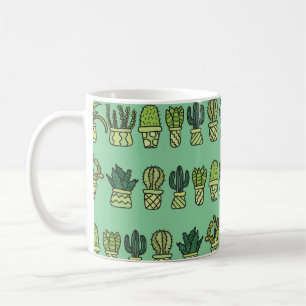 Kaktussammlung: Handgezeichnetes Doodle-Set. Kaffeetasse