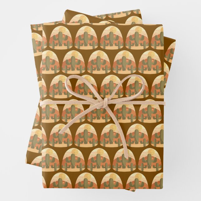 Kaktuswüste mit Sonne Geschenkpapier Set (Beispiel)