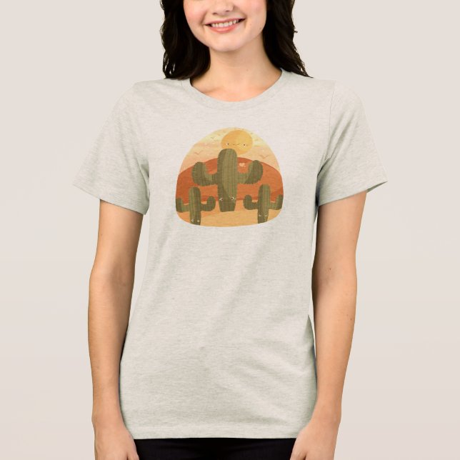 Kaktuswüste mit Sonne Tri-Blend Shirt (Vorderseite)