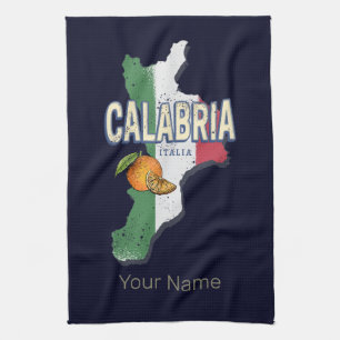 Kalabrien Italien Retro Region Karte Vintag Souven Geschirrtuch