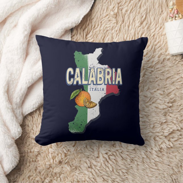 Kalabrien Italien Retro Region Karte Vintag Souven Kissen (Decke)