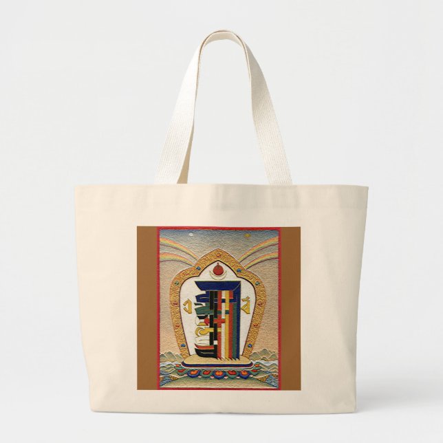 Kalachakra Beschwörungsformel-Symbol-Tasche Jumbo Stoffbeutel (Vorne)