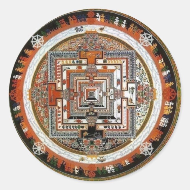 Kalachakra Sand Mandala Runder Aufkleber (Vorderseite)