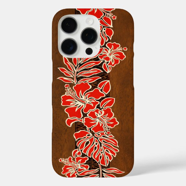 Kalaheo Hawaiian Hibiskus Tapa Imitats Koa Wood Case-Mate iPhone Hülle (Rückseite)
