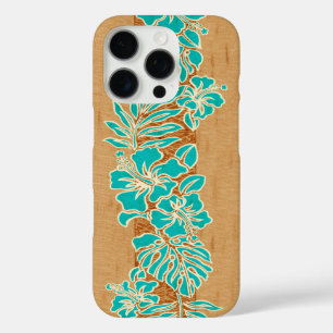 Kalaheo Hawaiian Hibiskus Tapa Imitats Wood Aqua iPhone 16 Pro Hülle