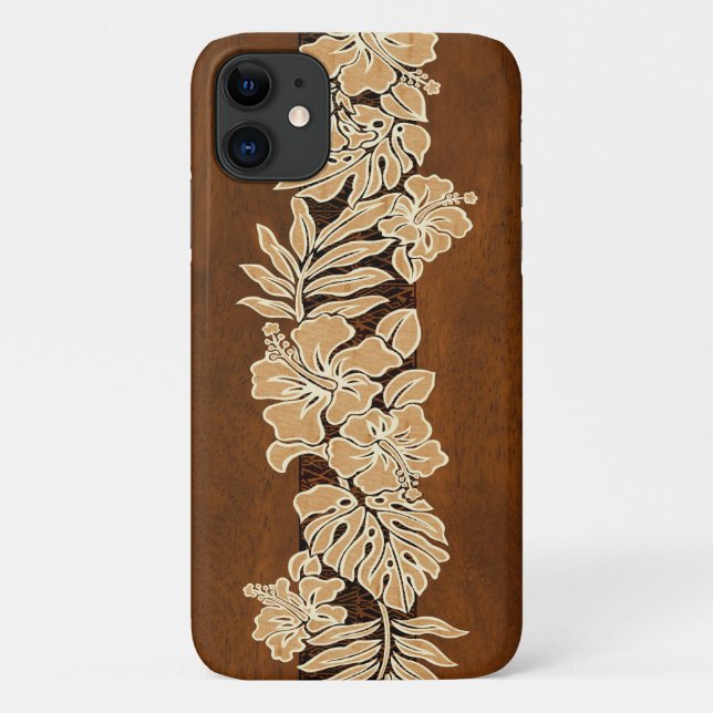 Kalaheo Hawaiianischer Hibiskus Tapa Imitats Koa-W Case-Mate iPhone Hülle (Rückseite)